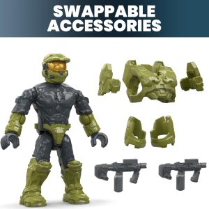 Futuristic action figure with customizable armor and weapons for collectors and gaming fans.