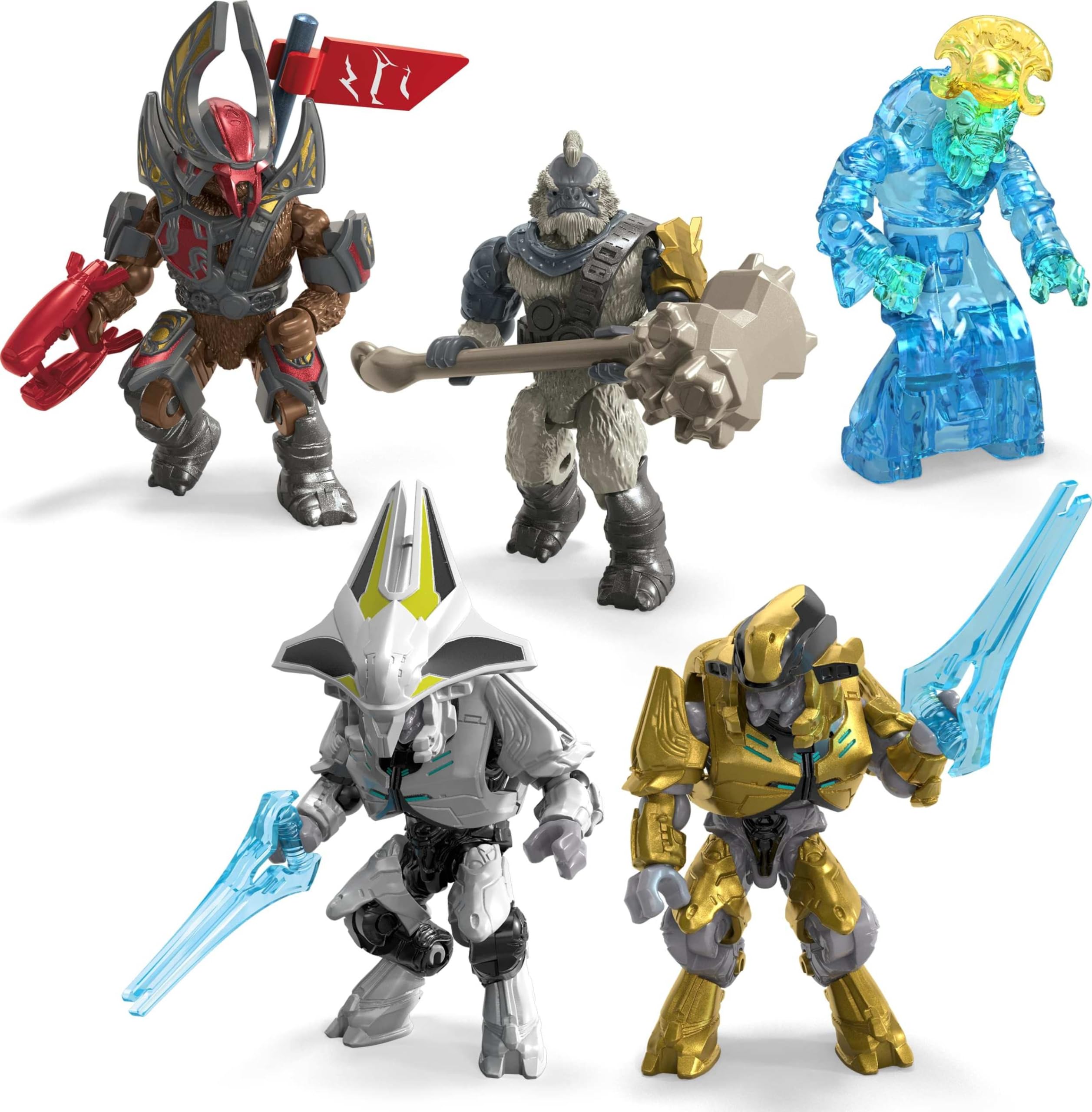 Dynamic fantasy action figures collection showcasing unique designs, colors, and vibrant characters.
