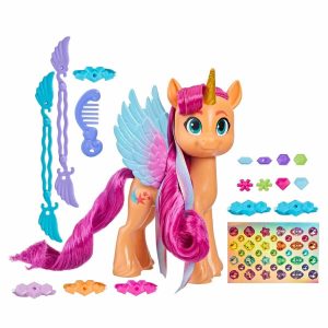 Vibrant pony toy set with accessories and stickers for imaginative play and creative fun.