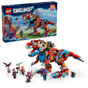 LEGO DREAMZ Dinosaur Adventure Set features a colorful dinosaur and mini figures in an imaginative scene.