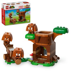 LEGO Super Mario Tree Playset features vibrant Goombas in an imaginative adventure scene.