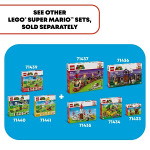 LEGO Super Mario sets display with set numbers 71439, 71440, 71441, and more.