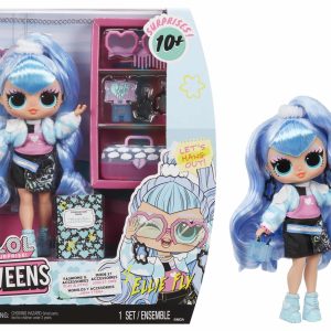 Vibrant LOL Surprise Tweens doll with blue hair, stylish outfit, and playful accessories for imaginative fun.
