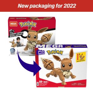 Eevee packaging comparison: vibrant old design versus modern 2022 update.