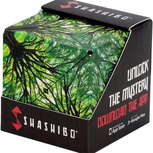 Shashibo cube packaging features vibrant design, inviting exploration and interactive adventure through its app.