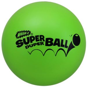 Vibrant green SUPER DUPER BALL, perfect for outdoor games and active play fun.