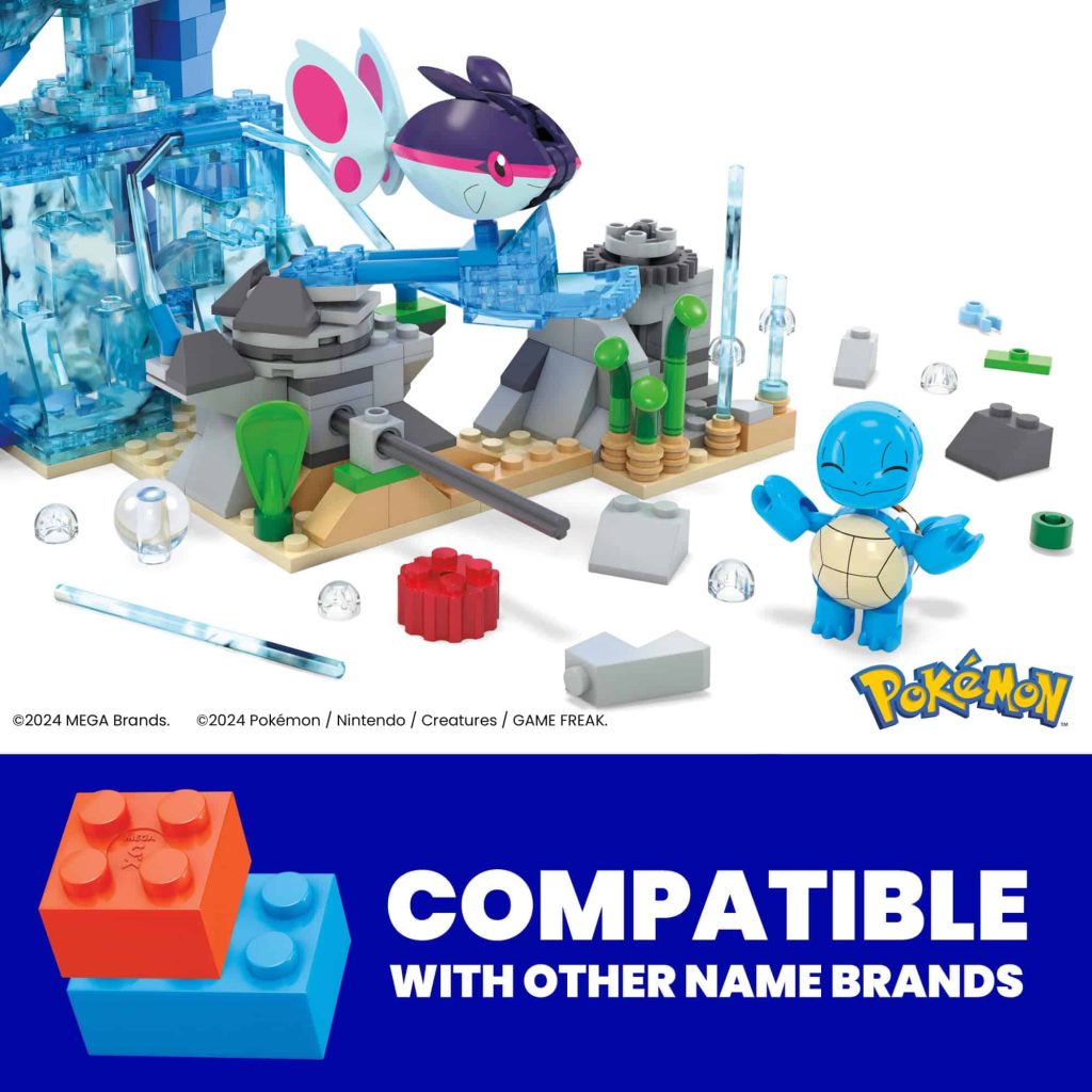 Creative Pokémon construction set featuring Squirtle in a colorful, imaginative landscape.