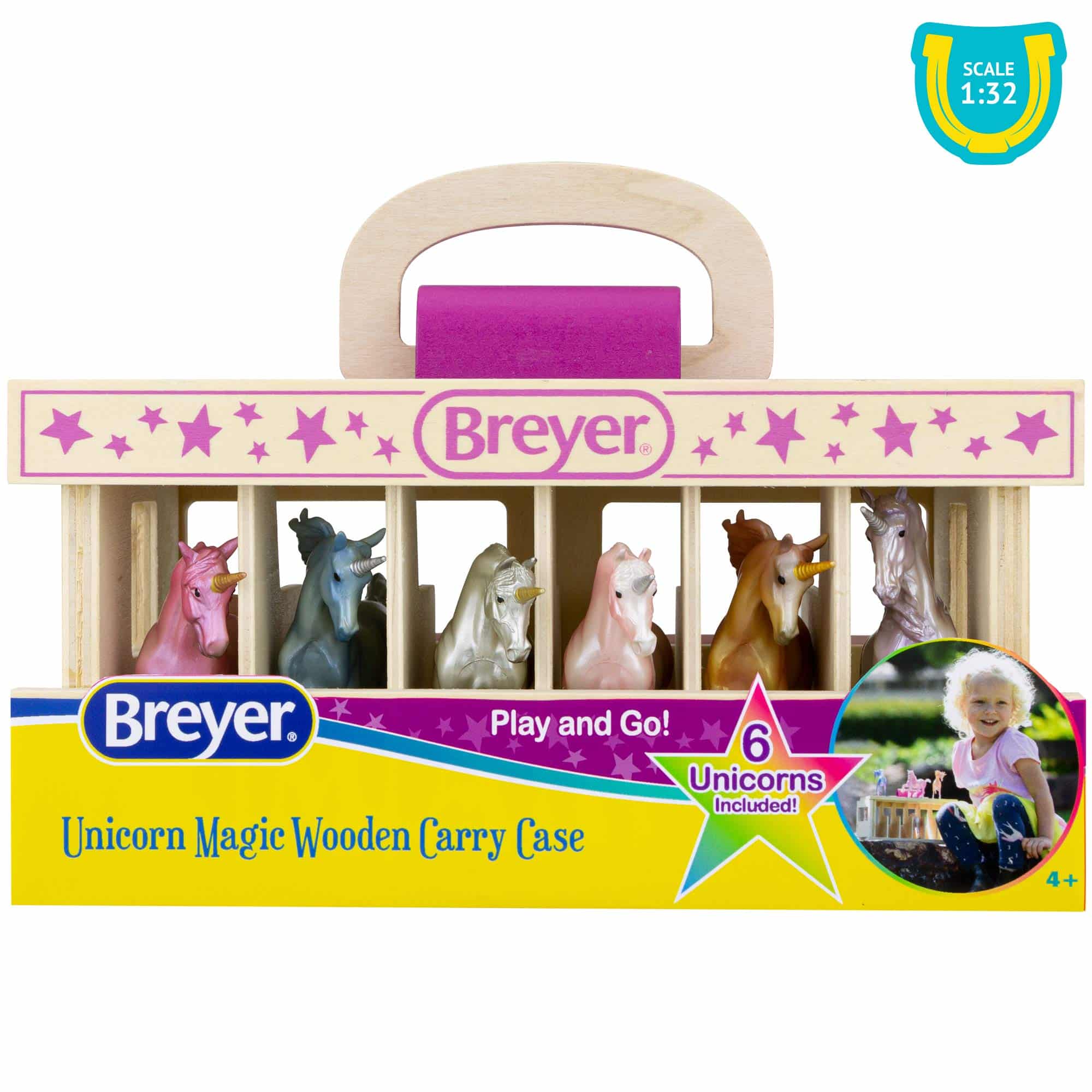 Breyer Unicorn Magic Carry Case with six colorful unicorns for creative play and adventures.