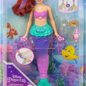 Ariel doll in vibrant underwater packaging, featuring a stunning mermaid outfit and flowy red hair.