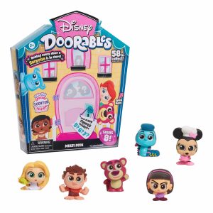 Collectible Disney Doorables figures in a charming house-shaped box for fun and play.