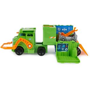 Colorful toy garbage truck with recycling bins encourages children’s imaginative play and teaches sustainability.