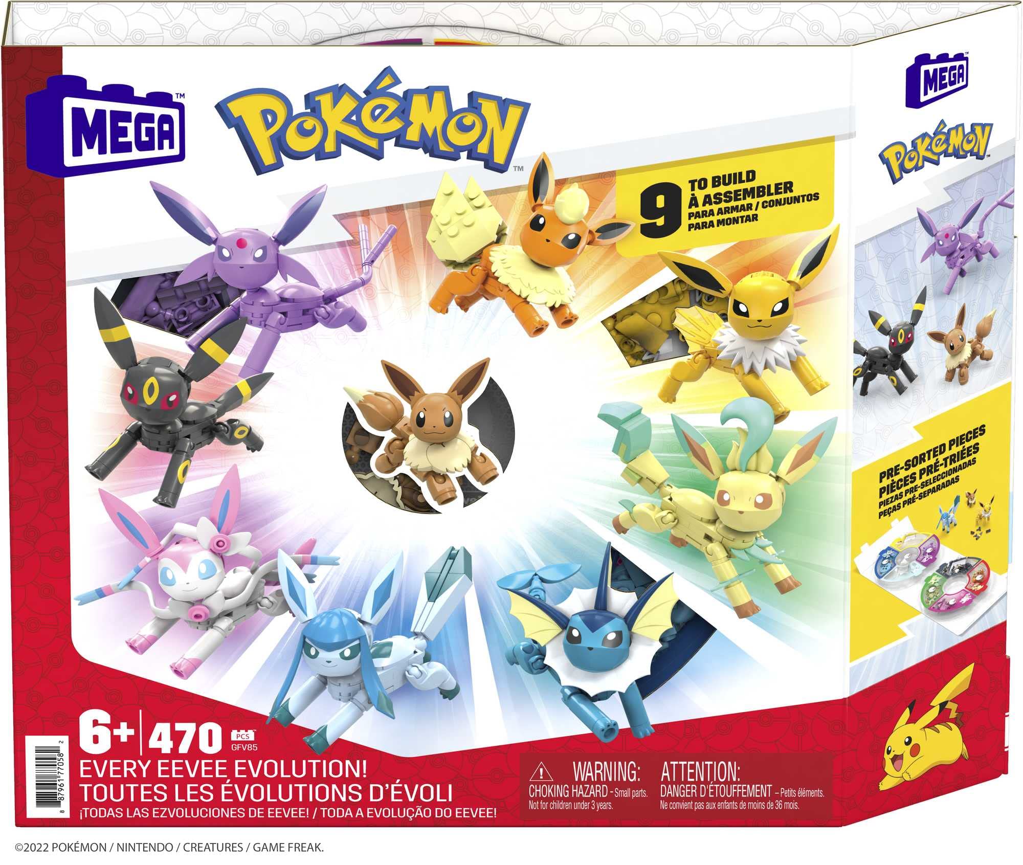 Colorful Eevee Evolutions set featuring 9 detailed figures for creative Pokémon adventures.