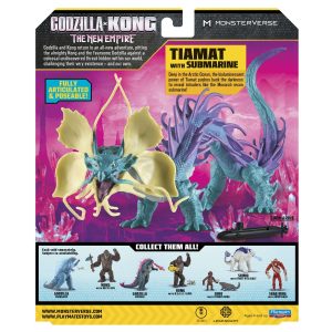 Vibrant Godzilla-Kong toy set featuring Tiamat action figure and submarine for adventurous play.