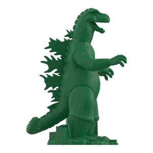 Green Godzilla toy figure in action pose, perfect collectible for monster movie fans.