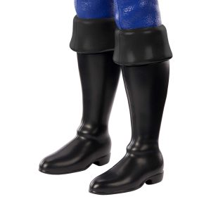 Glossy black knee-high boots designed for action figures, perfect for vintage collectors.