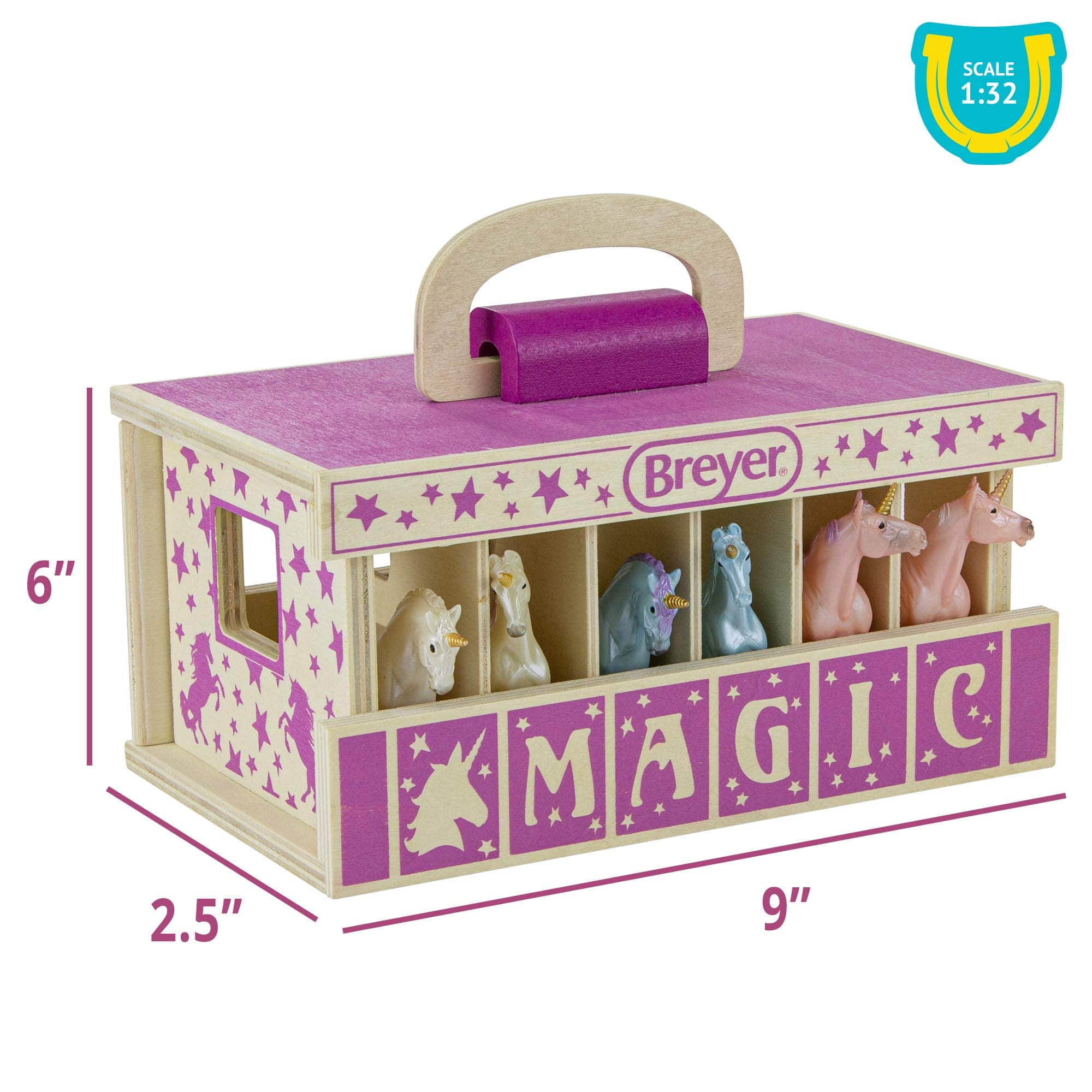 Charming Magic Unicorn playset in a colorful wooden box, perfect for inspiring imaginative play.