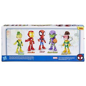 Vibrant Marvel action figures display featuring iconic heroes and villains against a bright background.