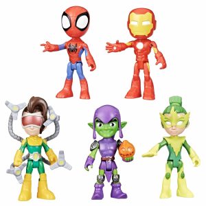 Vibrant display of iconic Marvel action figures, showcasing beloved heroes and villains in dynamic poses.
