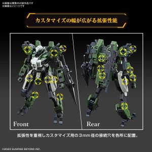 Customizable mechanical robot figure, dark tactical design, front and rear views, version 1.0.0.