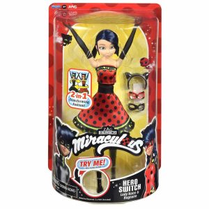 Vibrant Miraculous Ladybug Doll with interactive 2-in-1 features for imaginative play.