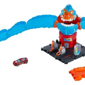 Vibrant monster racing playset with winding track and launchers for imaginative playtime adventures.
