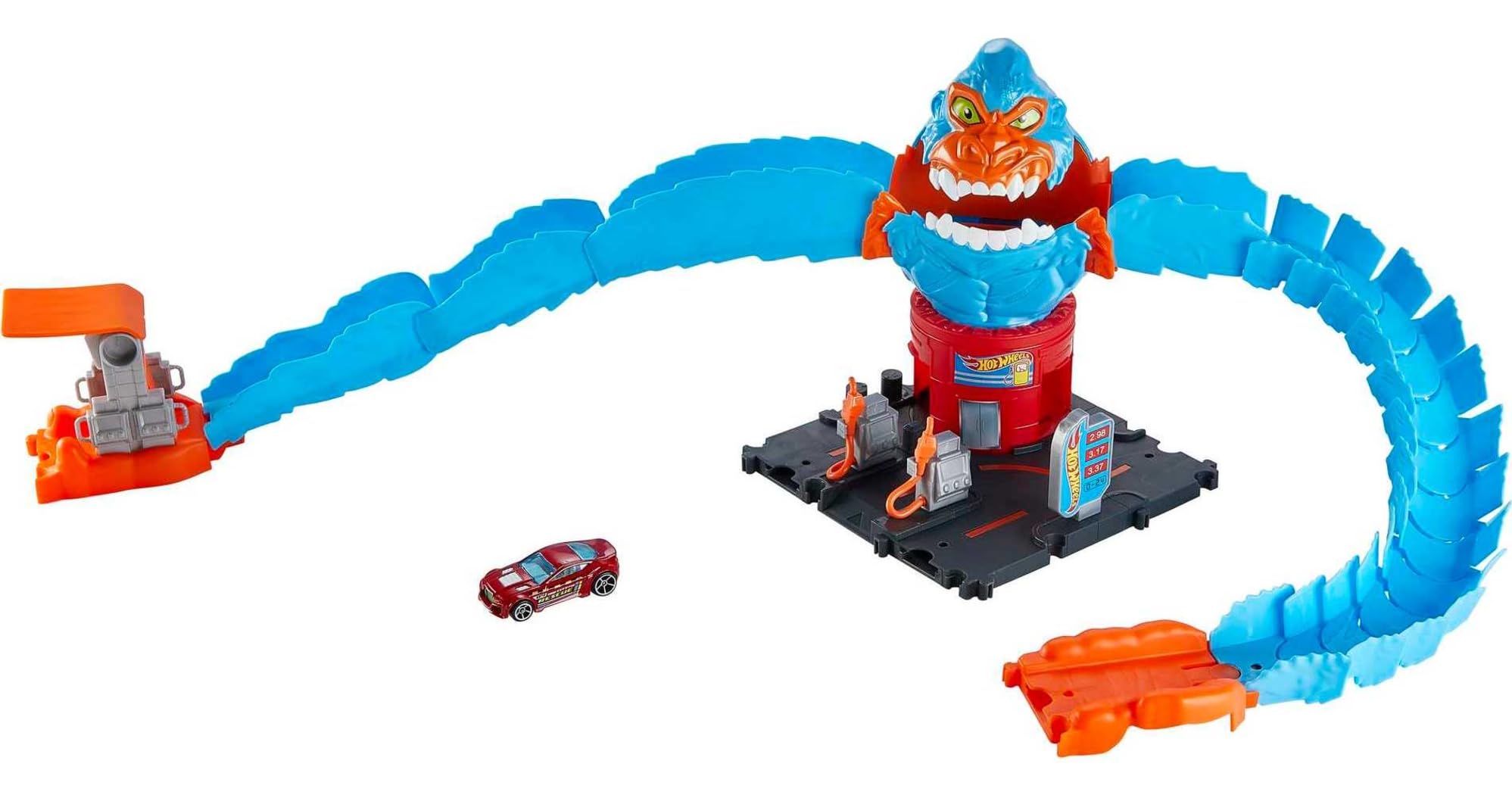 Vibrant monster racing playset with winding track and launchers for imaginative playtime adventures.