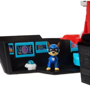 Playful blue dog hero in a vibrant, high-tech toy adventure setting for imaginative kids.