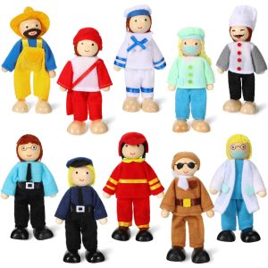 Colorful plush dolls inspire imaginative play and explore various professions for children.
