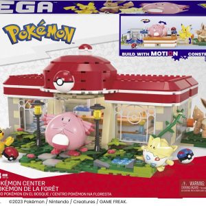 Pokémon Forest Center Set with Pikachu and Chansey in a vibrant, lush habitat.