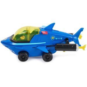 Vibrant police submarine toy vehicle for imaginative adventures on land and in water.