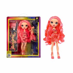 Colorful Rainbow Doll with vibrant pink hair and trendy outfit in eye-catching packaging.
