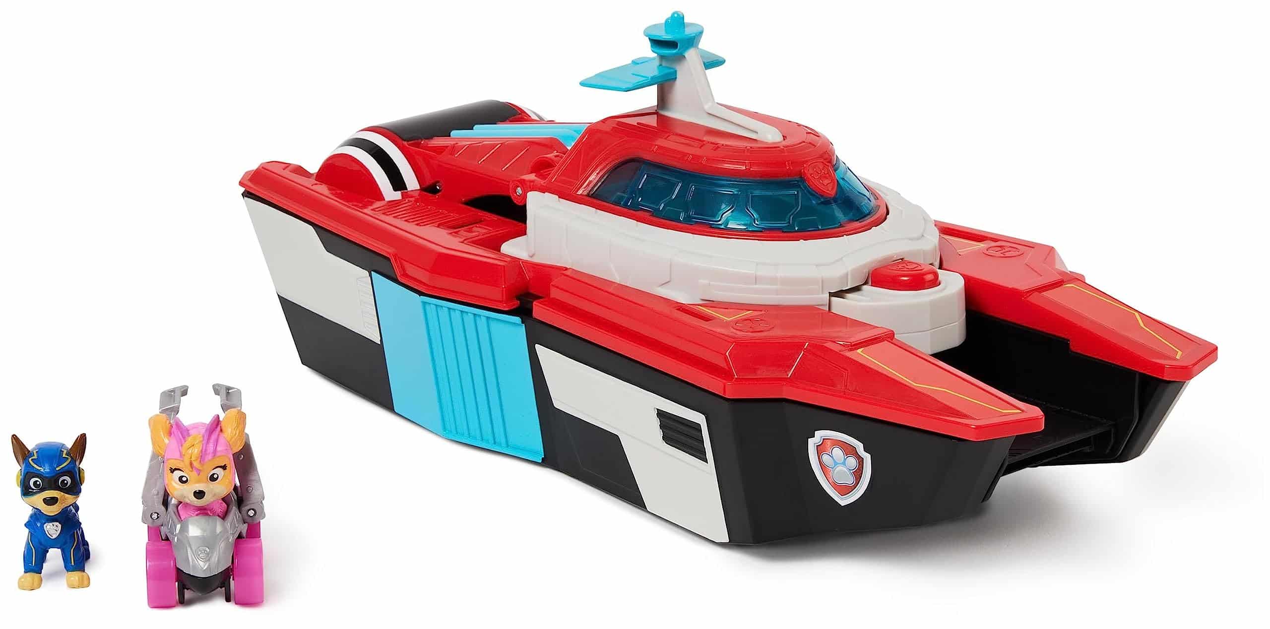 Colorful rescue boat toy with adventurous figures for imaginative play and exciting missions.