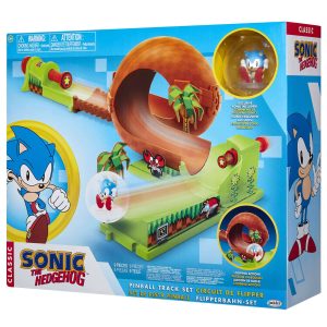 Sonic the Hedgehog Pinball Adventure Set: vibrant track, classic design, thrilling gameplay, tropical fun.