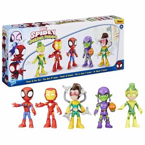 Spidey and Friends Action Figure Set featuring Spider-Man, Iron Man, and colorful companions for imaginative play.