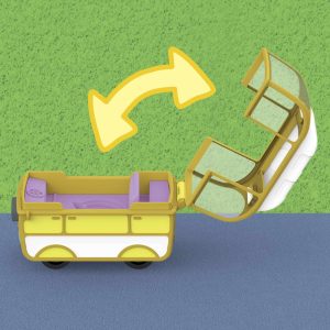 Bright yellow toy bus with purple interior sparks creativity and playful adventures for children.