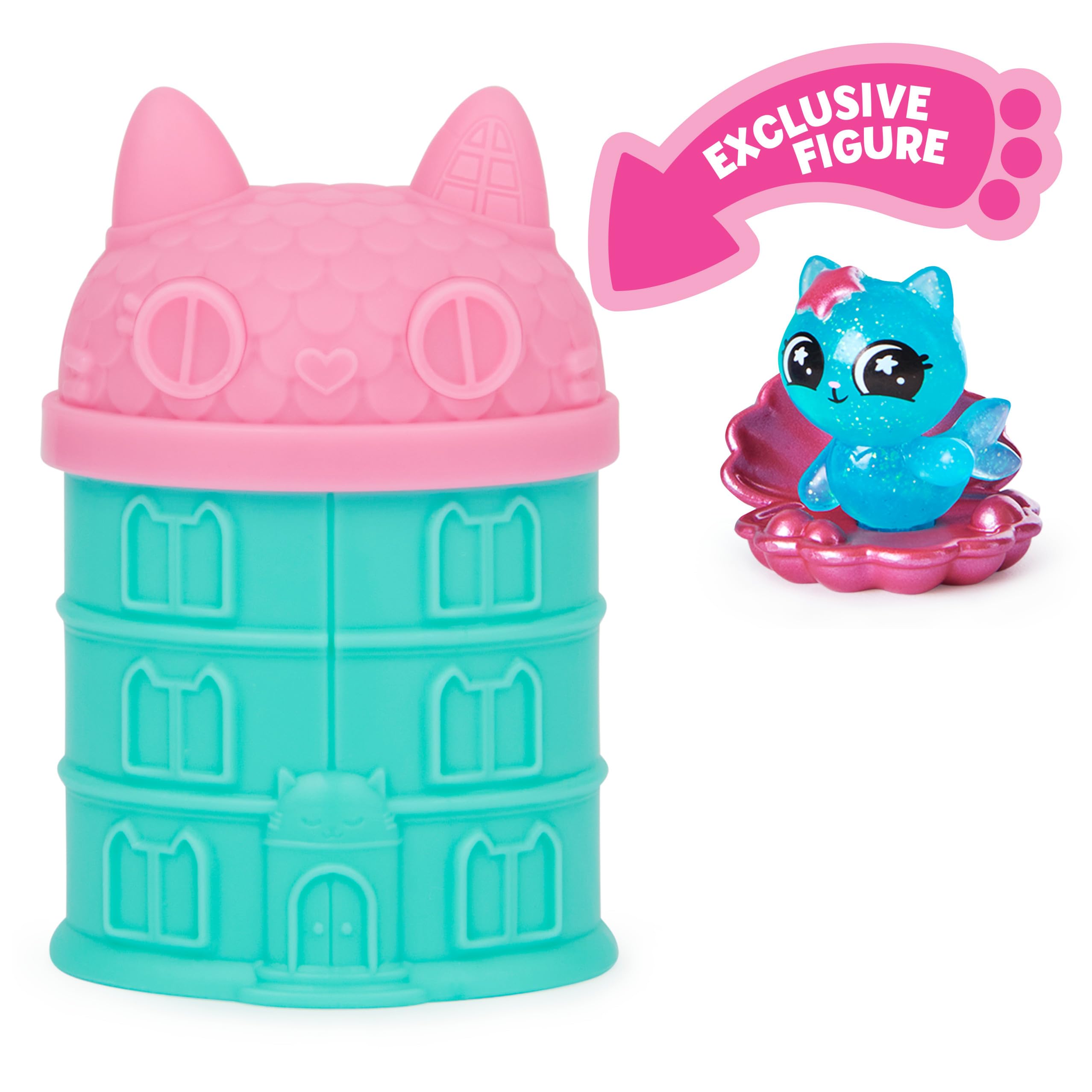 Vibrant turquoise house container with exclusive blue figure for imaginative play and collection.
