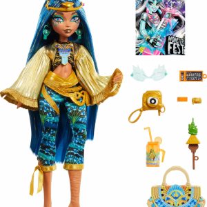 Glamorous blue-haired doll in Egyptian-inspired fashion, perfect for imaginative play and creativity.