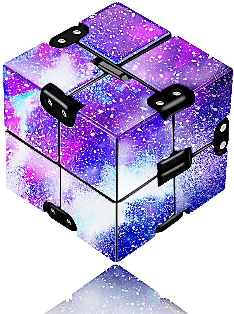 Vibrant cosmic cube with galaxy design offers a captivating 3D puzzle experience.