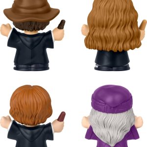 Stylized Wizarding World figurines showcasing iconic characters in a colorful collectible collection.