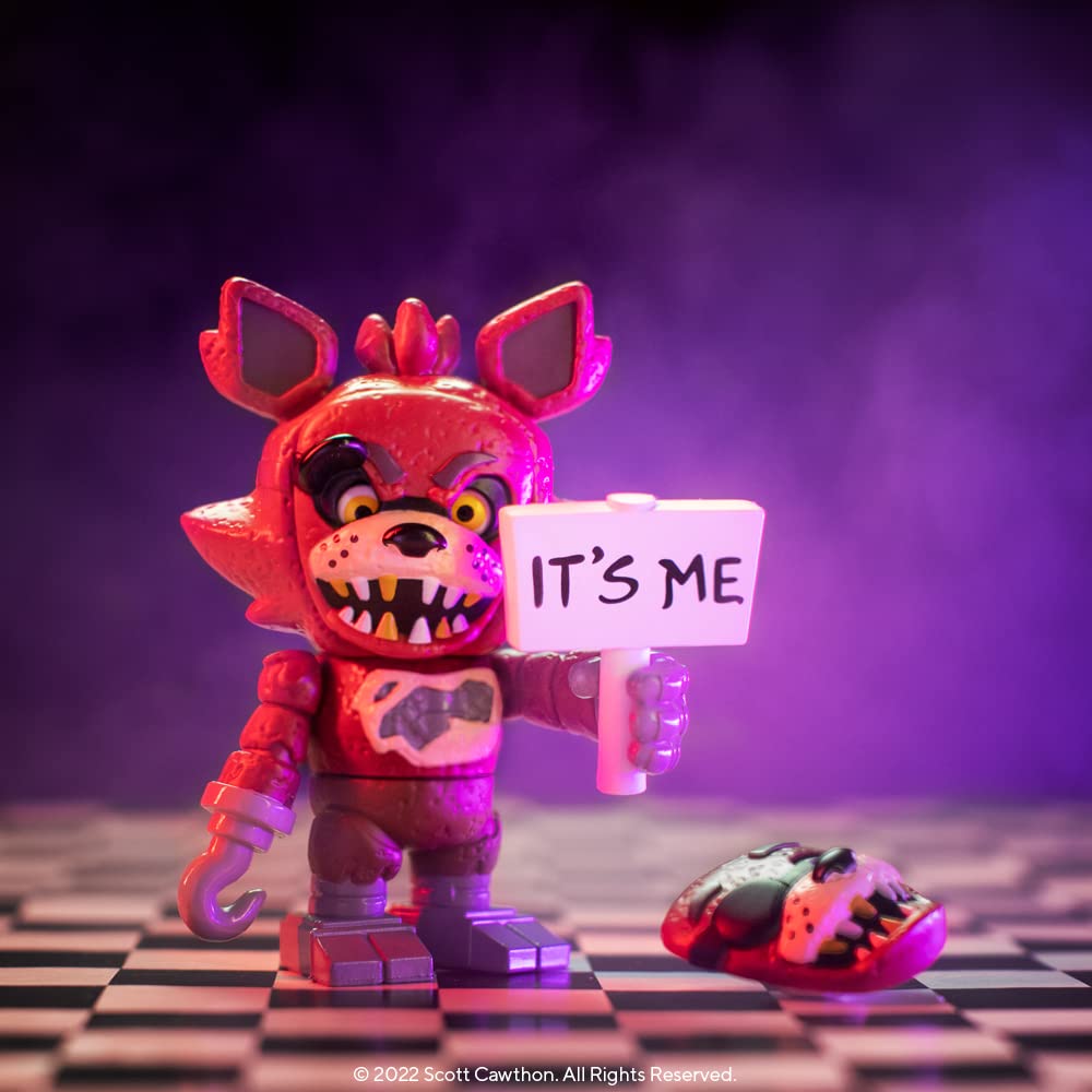 Colorful horror toy character with severed head and sign, inspired by popular video game.