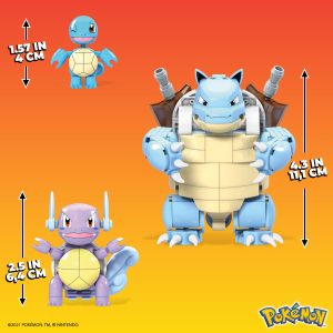 Vibrant Pokémon figures: Squirtle, Wartortle, and Blastoise showcase their unique charm and sizes.
