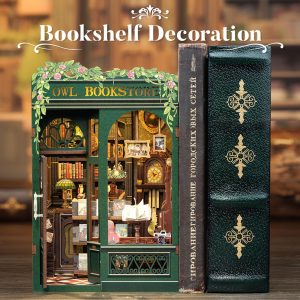 Charming miniature Owl Bookstore, a cozy haven filled with books and delightful decor.