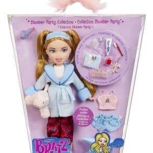 Bratz doll in slumber party pajamas with accessories, perfect for imaginative play and friendship.