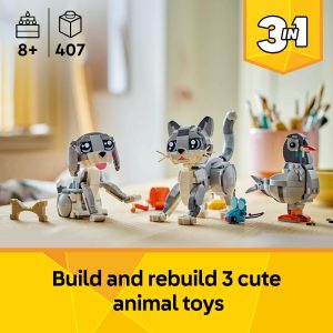 Colorful building set featuring adorable dog, cat, and bird toys for imaginative play.