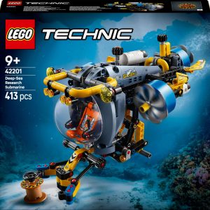 LEGO Technic Deep-Sea Submarine set: vibrant model for ages 9+, 413 pieces for ocean exploration.