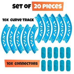 Vibrant 20-piece toy track set with curved tracks and connectors for creative play.
