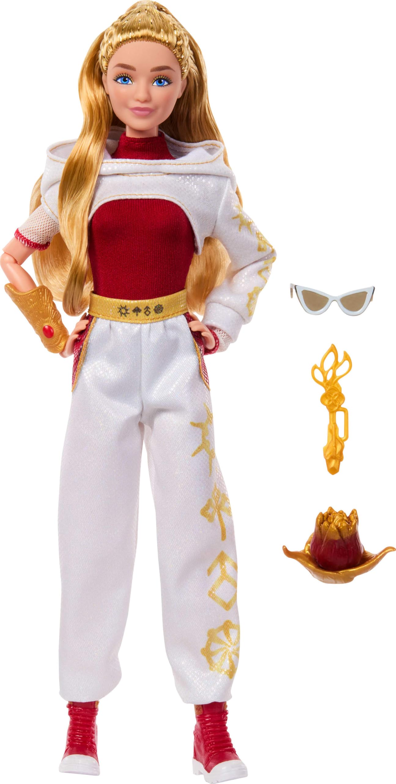 Vibrant fashion doll with blonde hair, stylish outfit, and playful accessories for imaginative play.