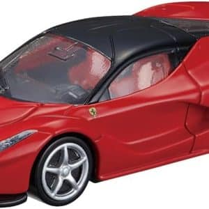 Sleek Ferrari LaFerrari model in vibrant red, showcasing aerodynamic design and intricate details.