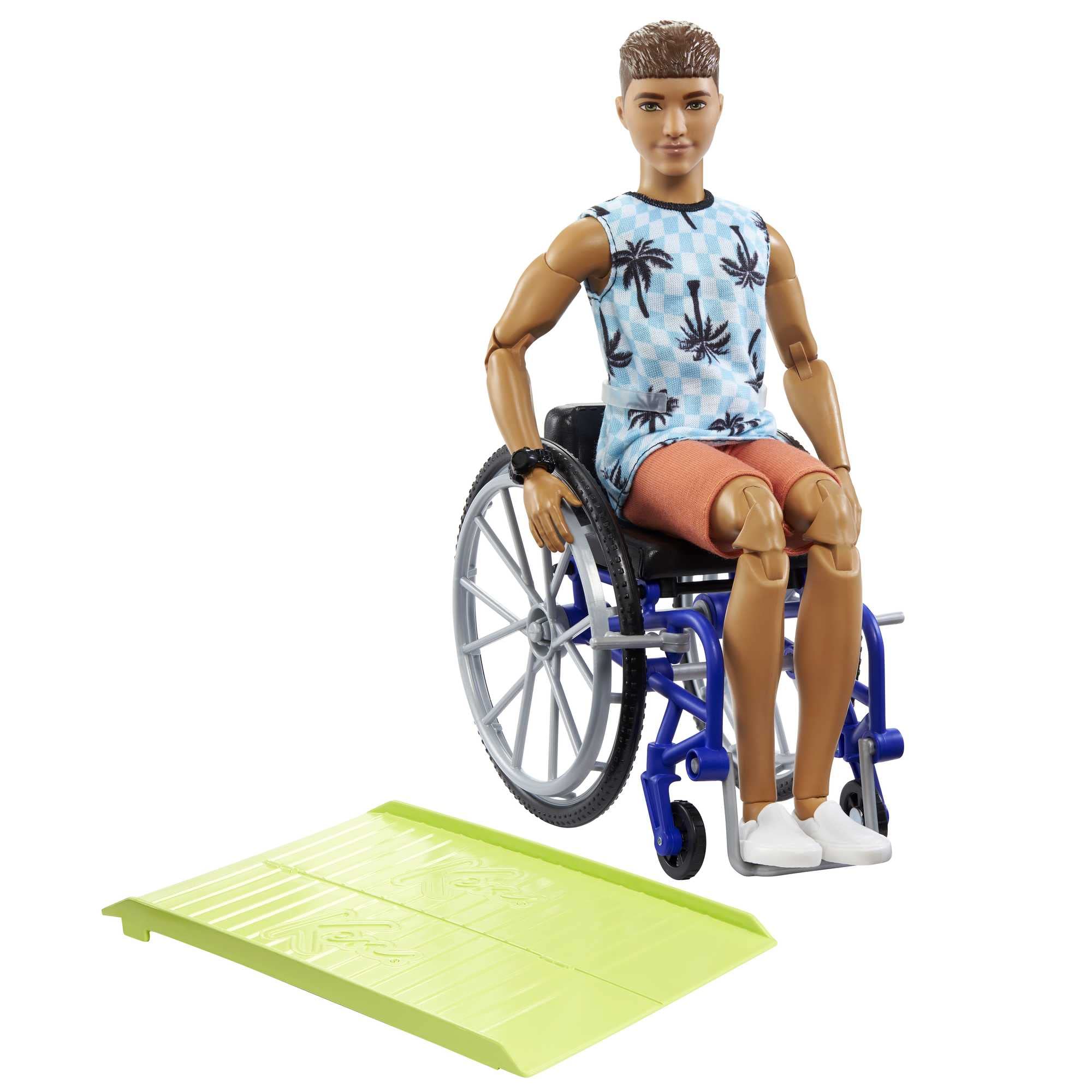 Inclusive action figure in wheelchair with ramp, promoting accessibility and diversity in play.
