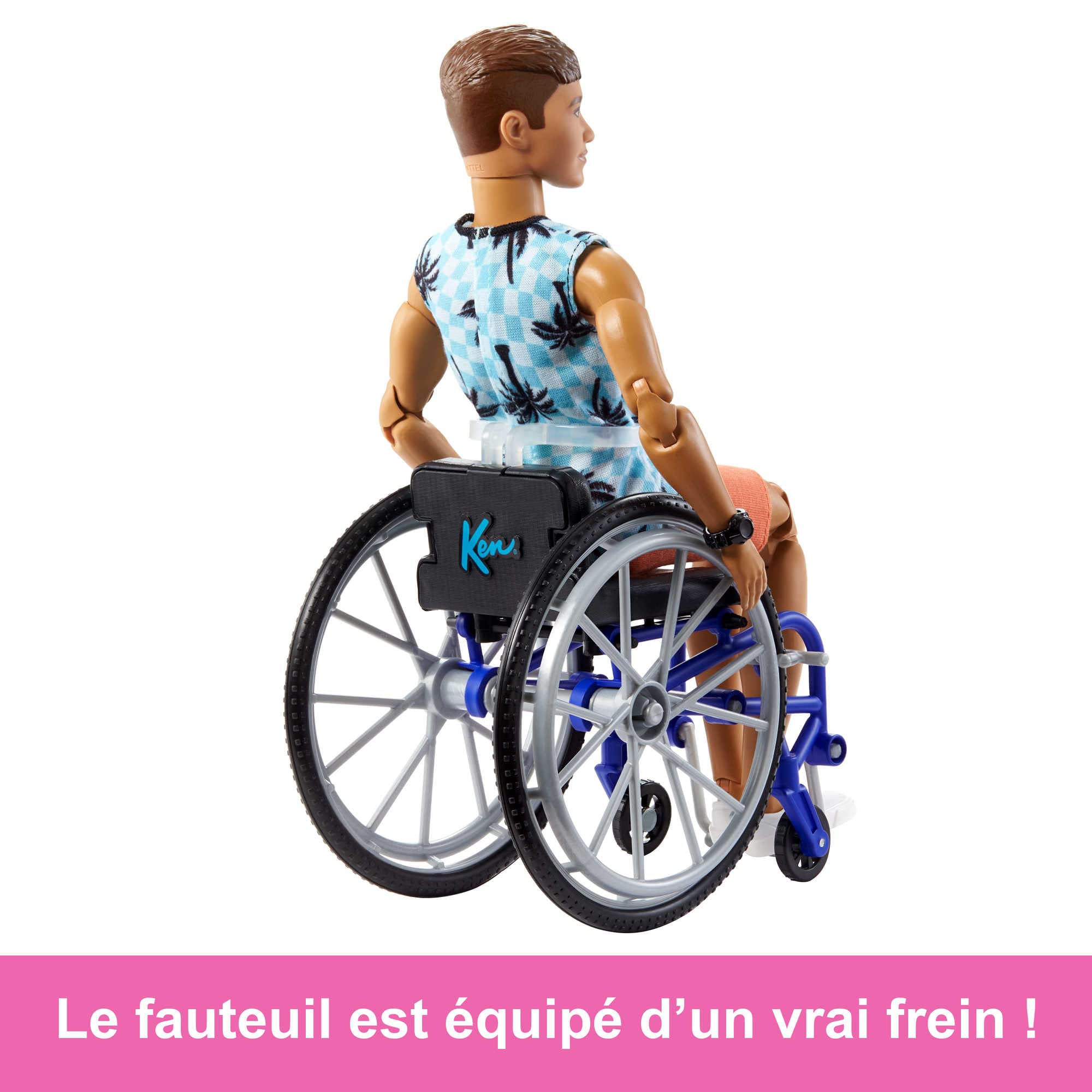Inclusive toy figurine in a stylish wheelchair, promoting diversity and accessibility through creative play.